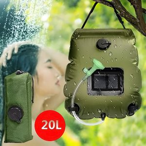 Sisseehitatud termomeetriga päikeseenergiaga matkadušš (20L) | SHOWDY