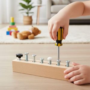 Montessori poltidega tegelustahvel - Pöögipuit, Päris tööriistad, Vanus 3+ | MINIMOJSTER